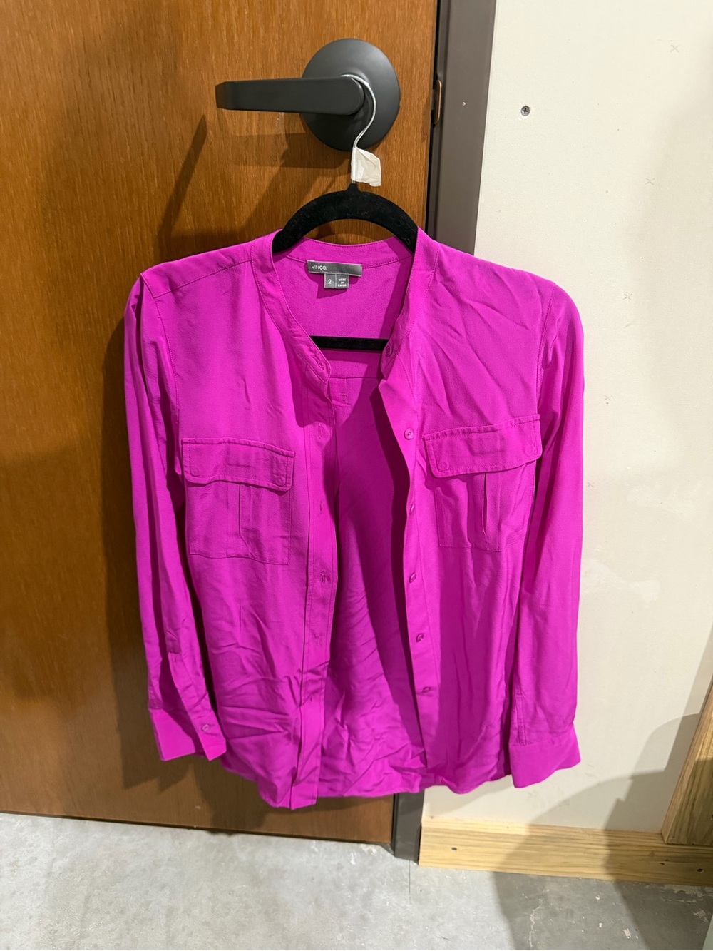 Vince Hot Pink Button-Front Shirt Jacket